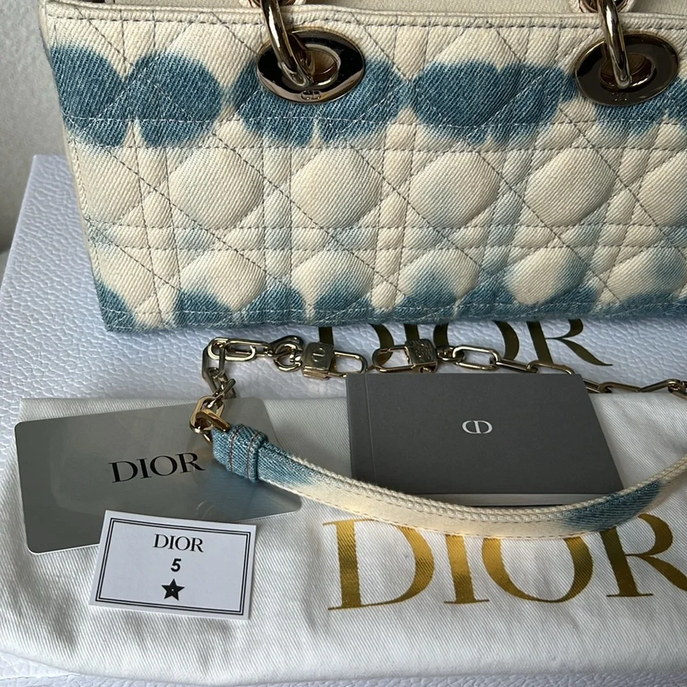 ⭐️ Dior Lady D-Joy Cannage Quilted Denim Medium - Picture 13 of 16